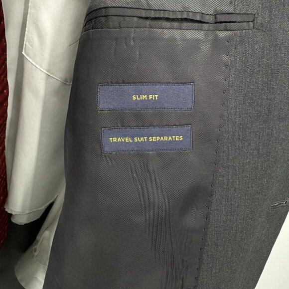 STAFFORD jacket blazer sport coat slim fit travel suit separates gray 48R - Picture 9 of 9